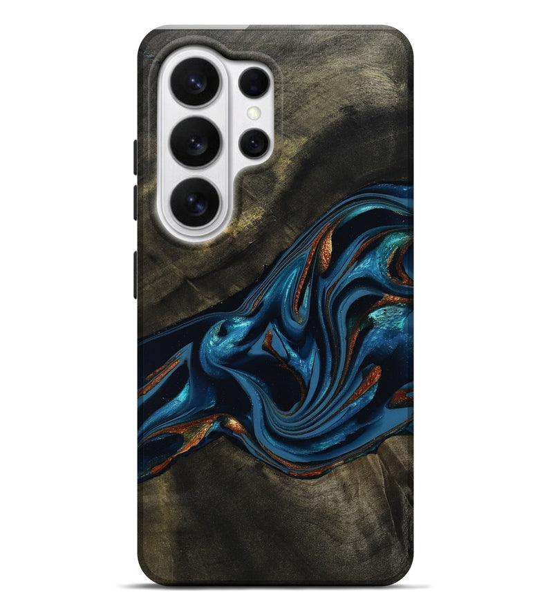 Galaxy S26 Ultra Wood Live Edge Phone Case - Kaiya (Teal & Gold, 810782)