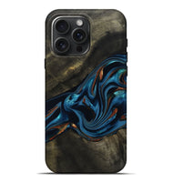 iPhone 16 Pro Max Wood Live Edge Phone Case - Kaiya (Teal & Gold, 810782)