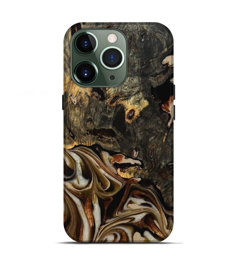 iPhone 13 Pro Wood Live Edge Phone Case - Cathryn (Black & White, 810789)