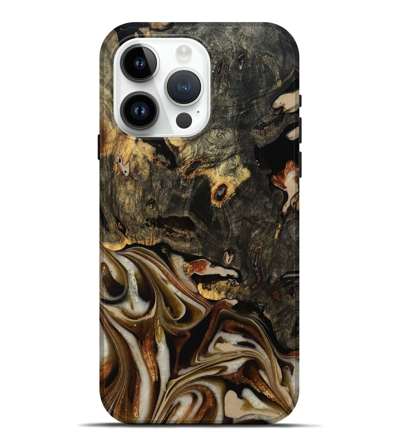 iPhone 15 Pro Max Wood Live Edge Phone Case - Cathryn (Black & White, 810789)