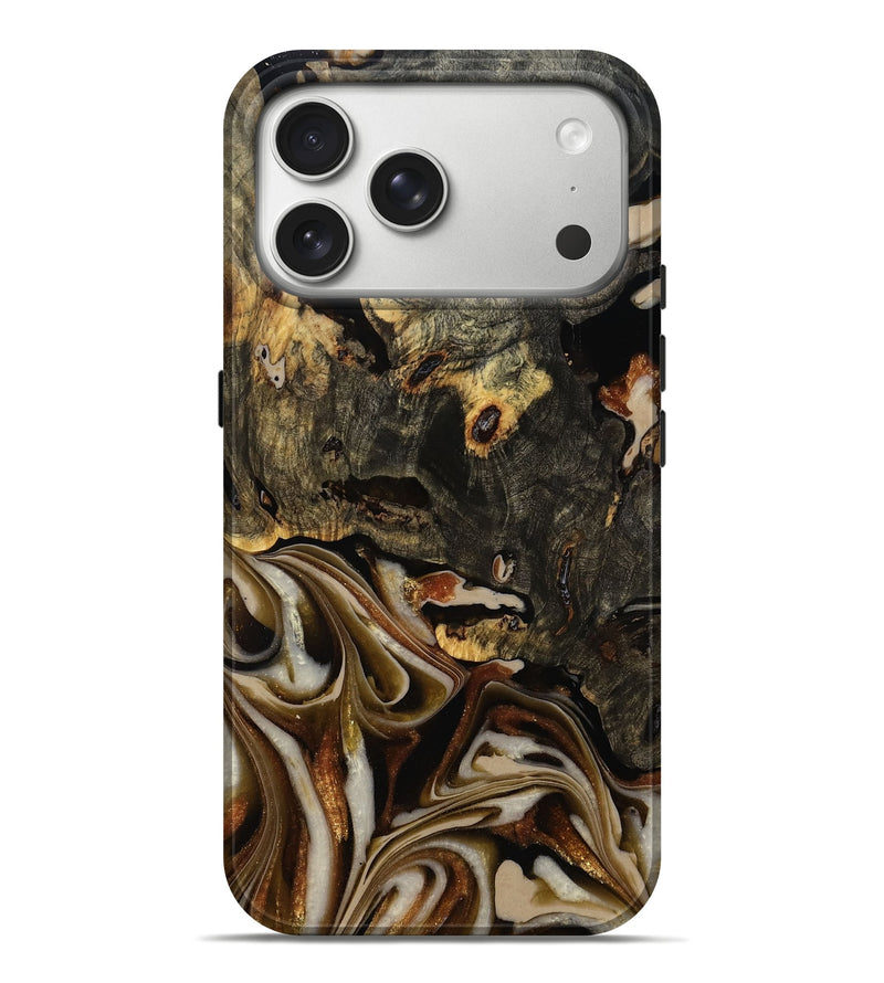 iPhone 17 Pro Max Wood Live Edge Phone Case - Cathryn (Black & White, 810789)