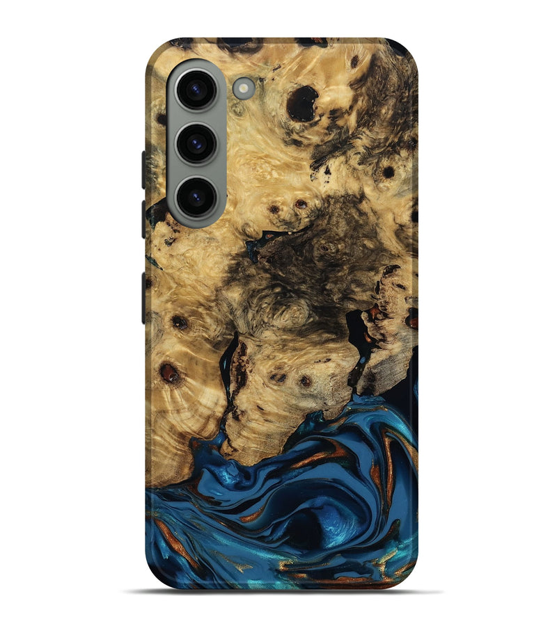 Galaxy S23 Plus Wood Live Edge Phone Case - Minor (Teal & Gold, 810790)