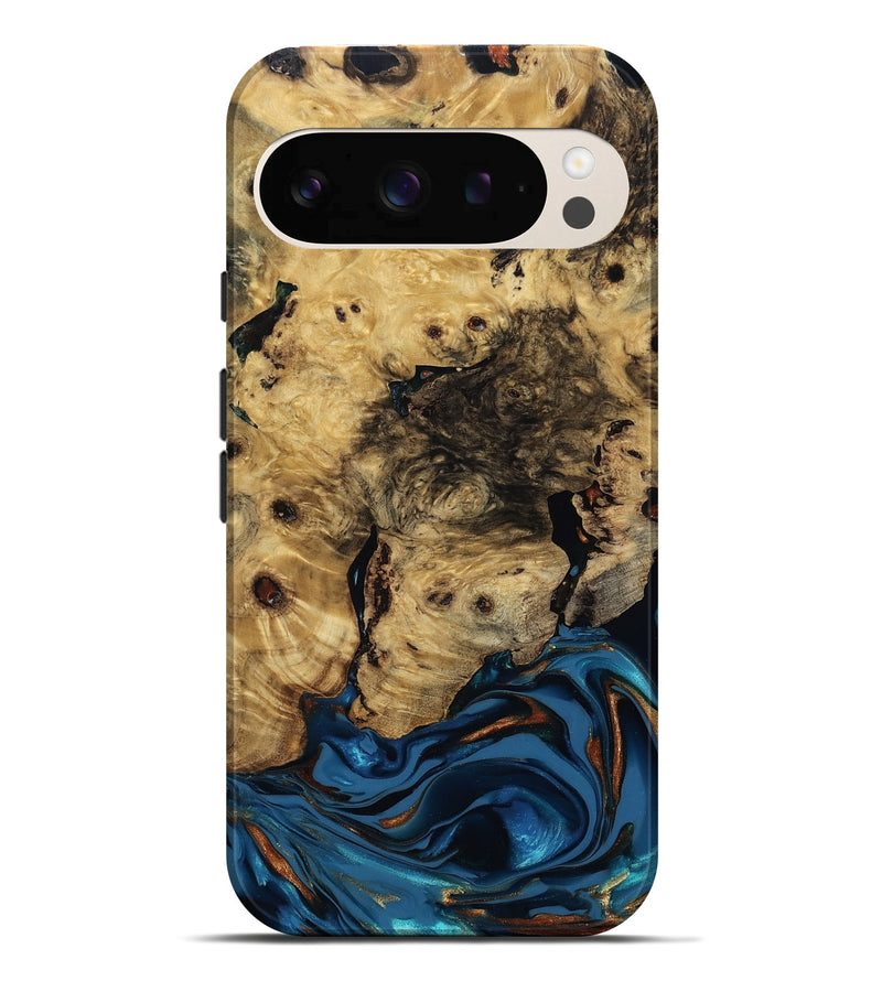 Pixel 10 Pro XL Wood Live Edge Phone Case - Minor (Teal & Gold, 810790)
