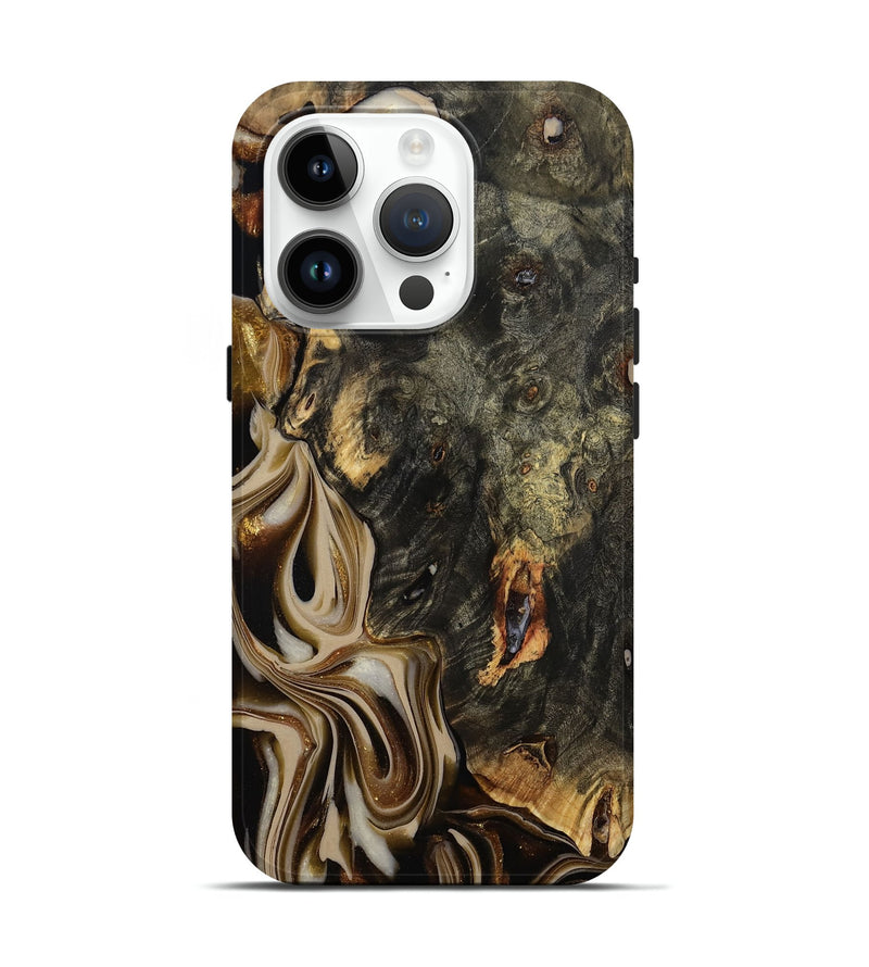 iPhone 15 Pro Wood Live Edge Phone Case - Joanna (Black & White, 810795)