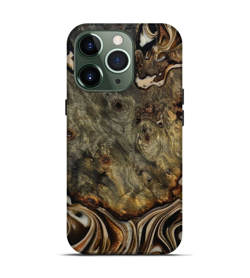 iPhone 13 Pro Wood Live Edge Phone Case - Katie (Black & White, 810796)