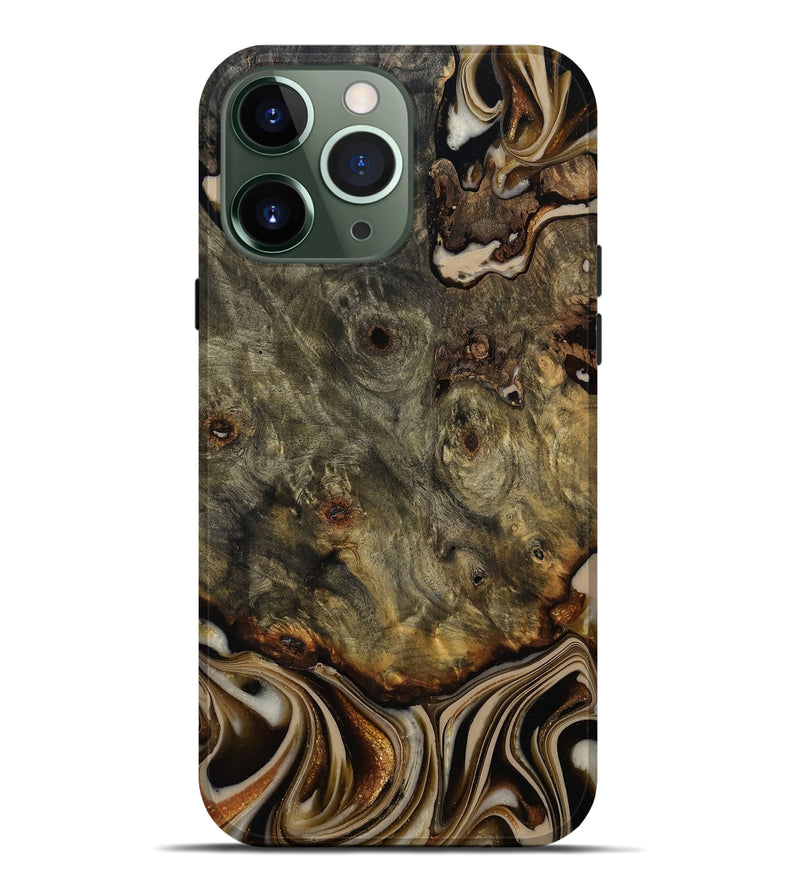 iPhone 13 Pro Max Wood Live Edge Phone Case - Katie (Black & White, 810796)