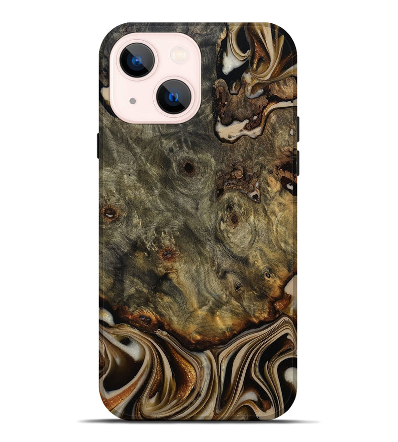 iPhone 14 Plus Wood Live Edge Phone Case - Katie (Black & White, 810796)