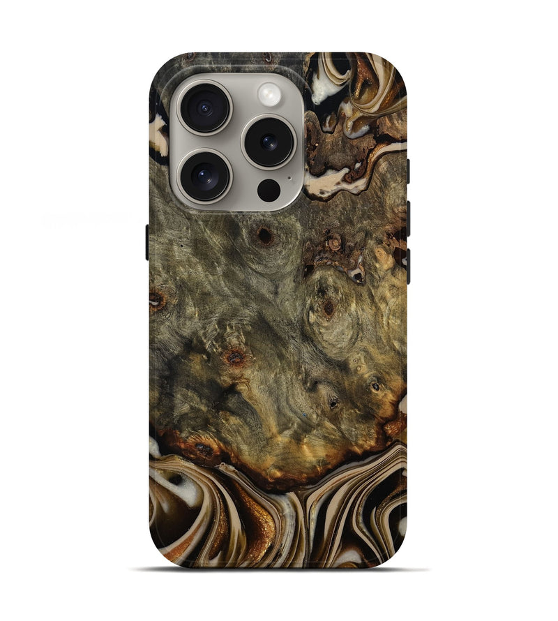 iPhone 16 Pro Wood Live Edge Phone Case - Katie (Black & White, 810796)