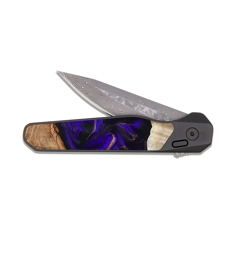 EDC Dark Damascus Wood Pocket Knife - Ronda (Purple, 810806)