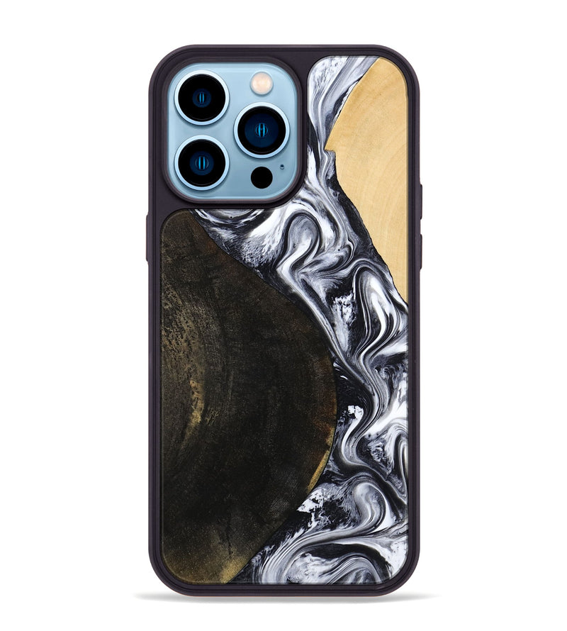 iPhone 14 Pro Max Wood Phone Case - Hedwig (Black & White, 810813)