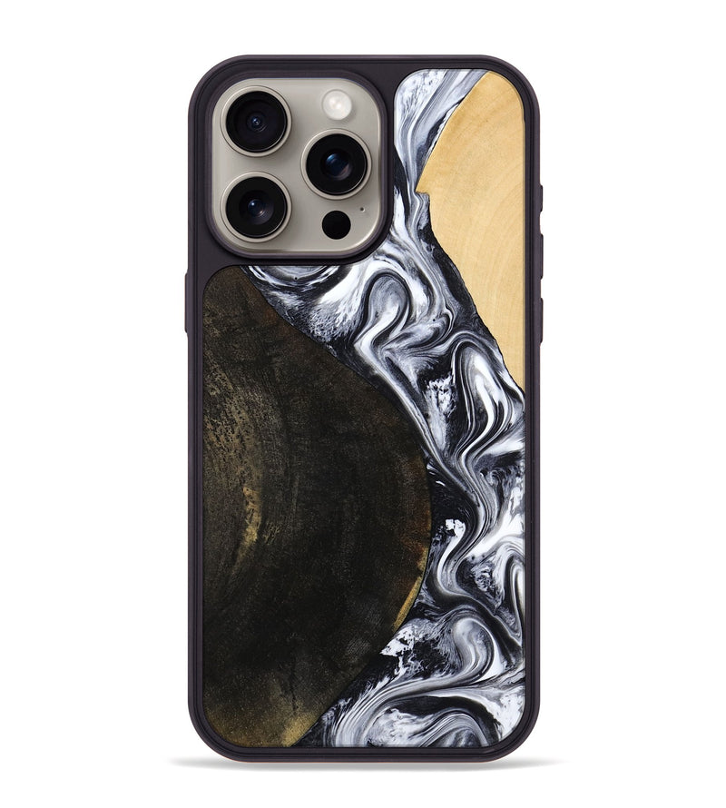 iPhone 15 Pro Max Wood Phone Case - Hedwig (Black & White, 810813)