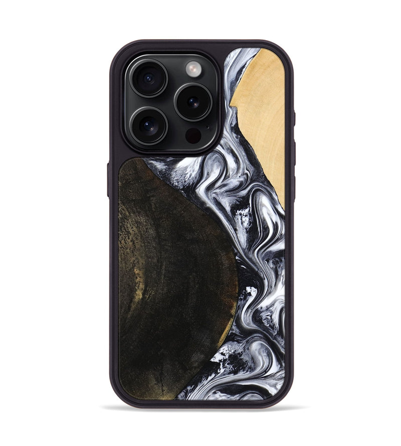 iPhone 15 Pro Wood Phone Case - Hedwig (Black & White, 810813)