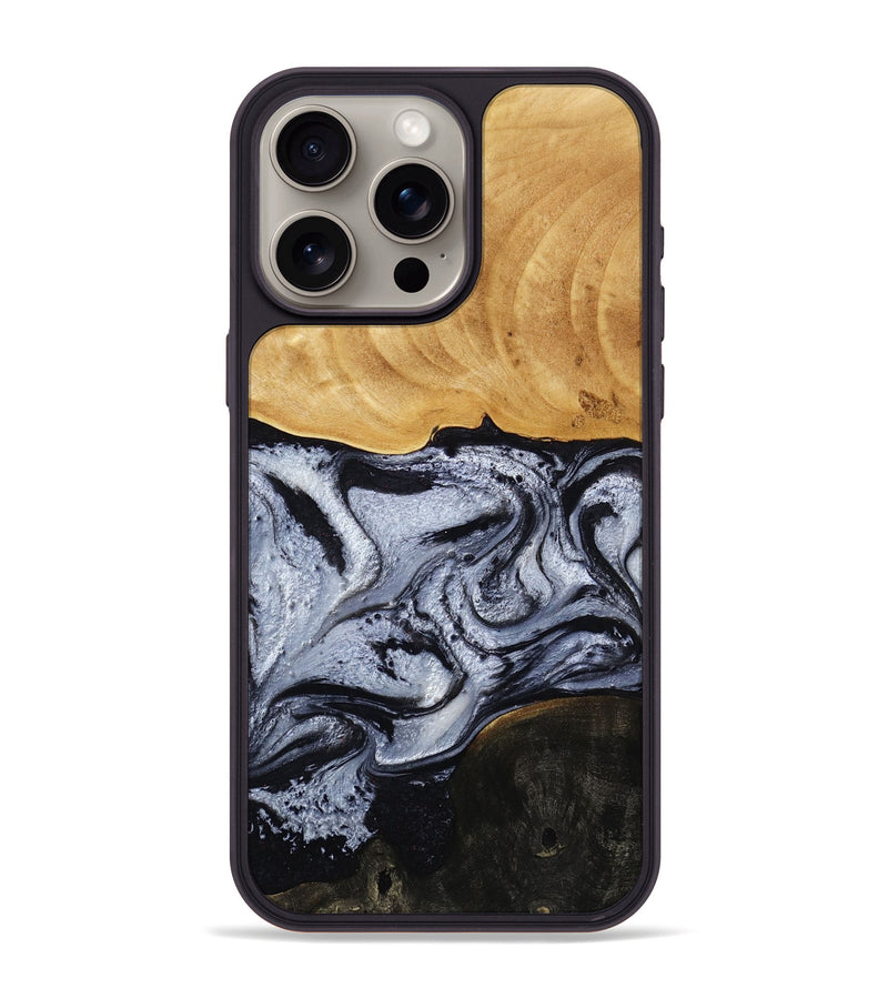 iPhone 15 Pro Max Wood Phone Case - Trace (Black & White, 810814)