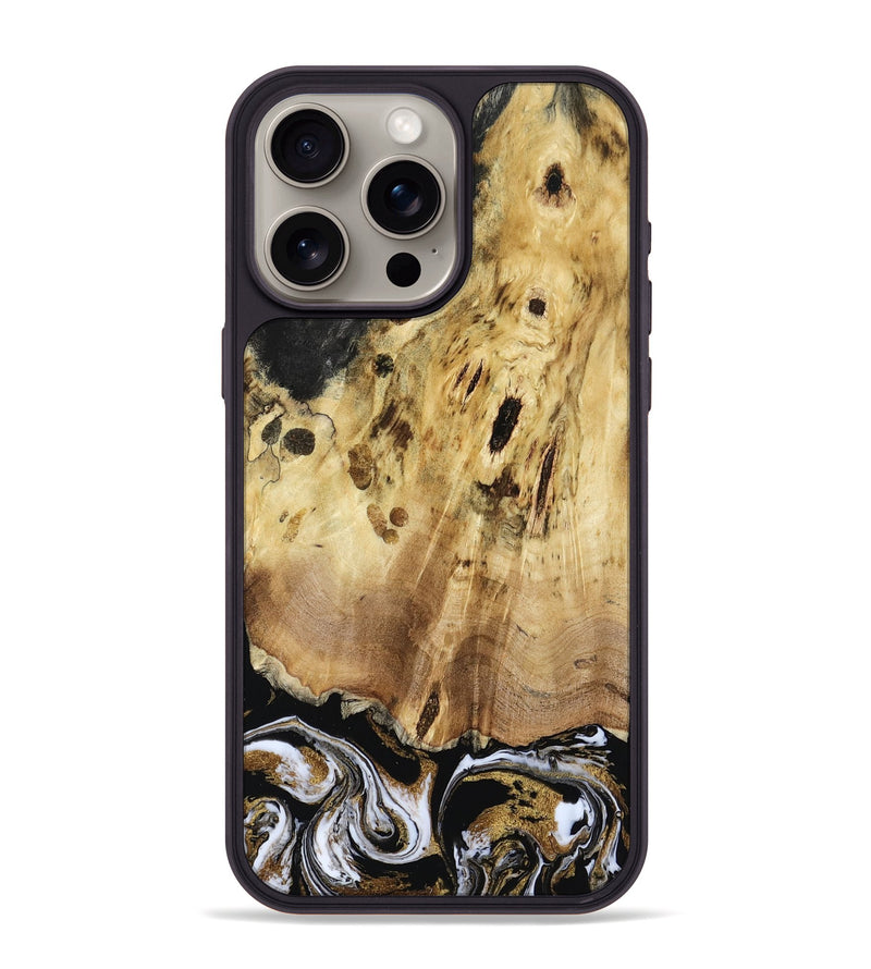 iPhone 15 Pro Max Wood Phone Case - Amelie (Black & White, 810816)
