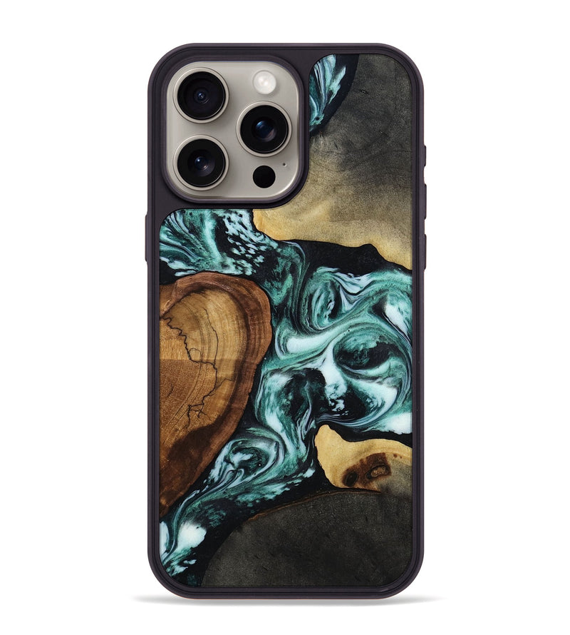 iPhone 15 Pro Max Wood Phone Case - Dwight (Green, 810833)
