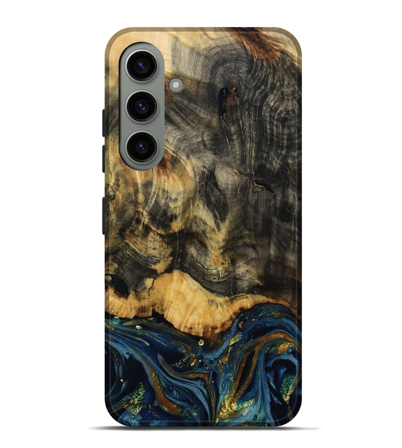 Galaxy S24 Plus Wood Live Edge Phone Case - Lida (Teal & Gold, 811020)