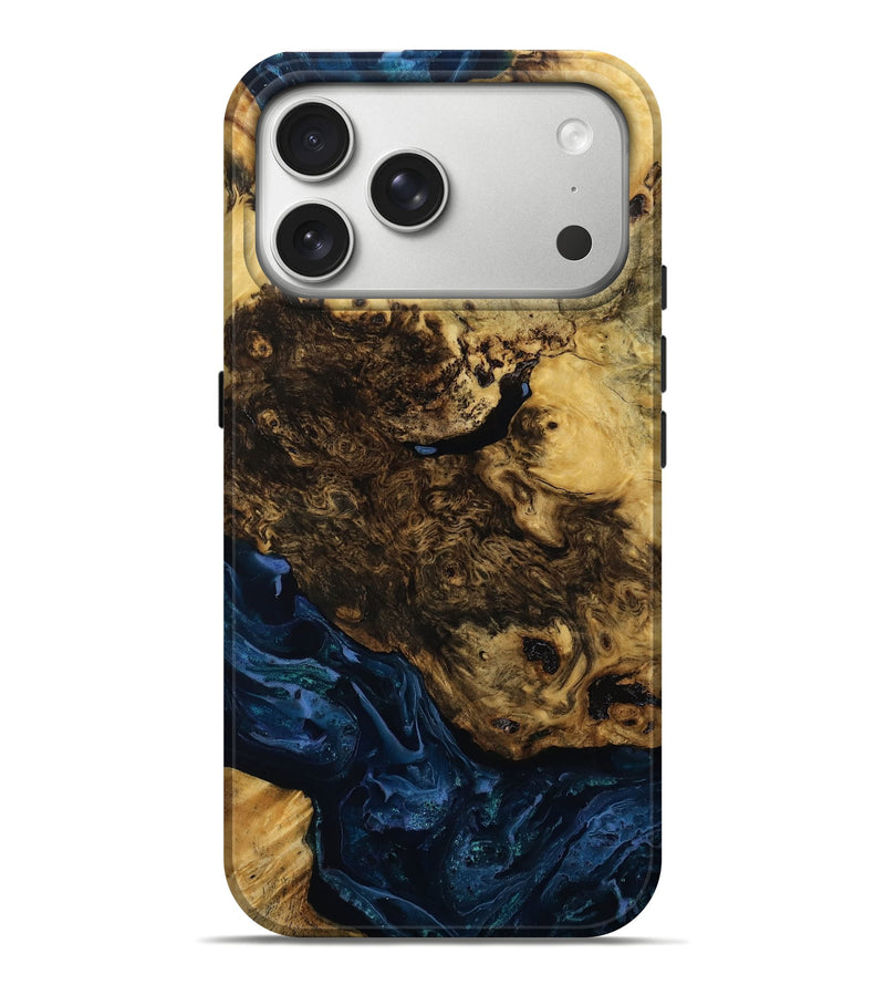 iPhone 17 Pro Max Wood Live Edge Phone Case - Palmer (Blue, 811021)