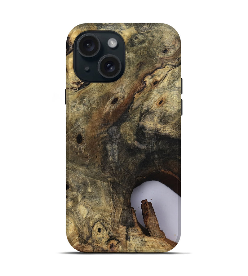iPhone 15 Wood Live Edge Phone Case - River (Clear, 811132)