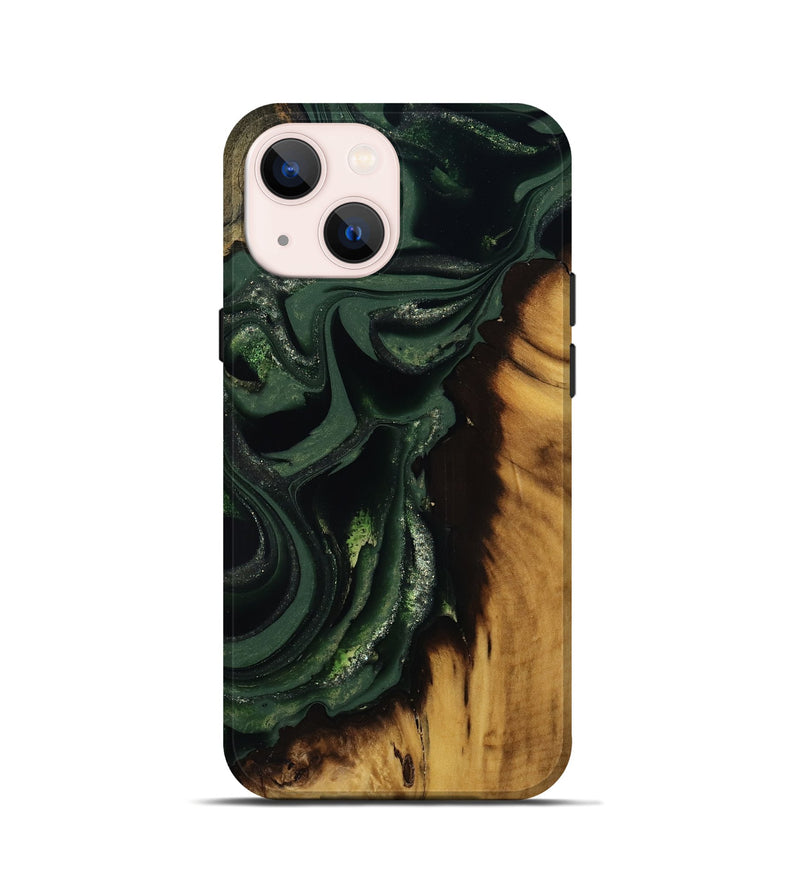 iPhone 13 mini Wood Live Edge Phone Case - Erin (Green, 811217)