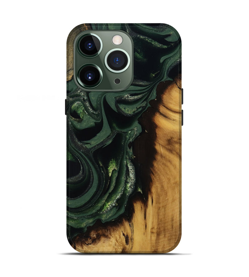 iPhone 13 Pro Wood Live Edge Phone Case - Erin (Green, 811217)