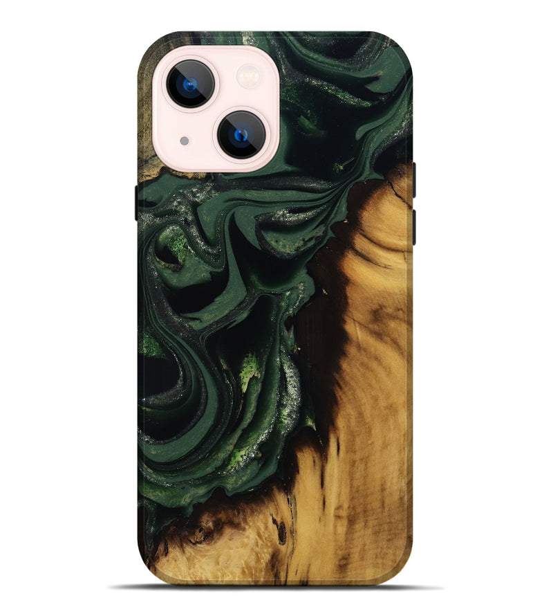 iPhone 14 Plus Wood Live Edge Phone Case - Erin (Green, 811217)