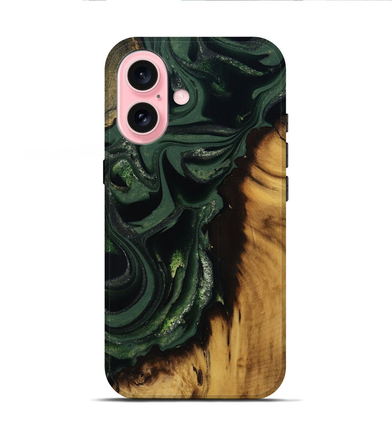 iPhone 16 Wood Live Edge Phone Case - Erin (Green, 811217)