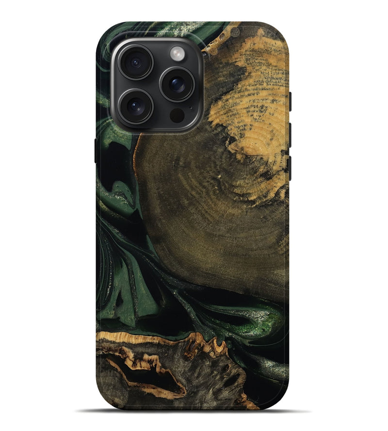 iPhone 16 Pro Max Wood Live Edge Phone Case - Madonna (Green, 811220)