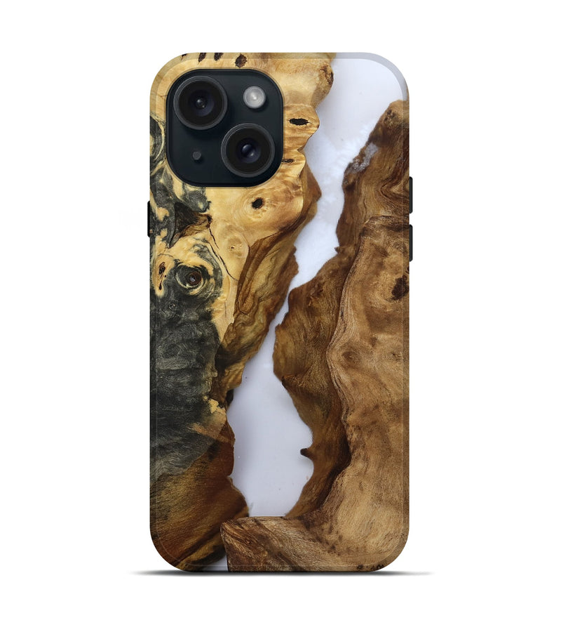 iPhone 15 Wood Live Edge Phone Case - Theron (Clear, 811222)