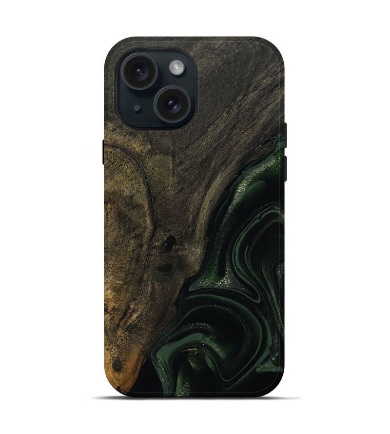 iPhone 15 Wood Live Edge Phone Case - Lyda (Green, 811231)