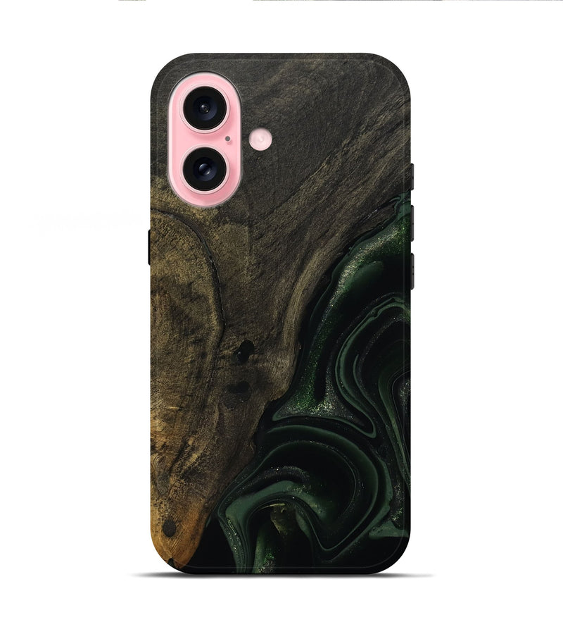 iPhone 16 Wood Live Edge Phone Case - Lyda (Green, 811231)