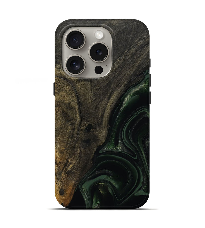 iPhone 16 Pro Wood Live Edge Phone Case - Lyda (Green, 811231)