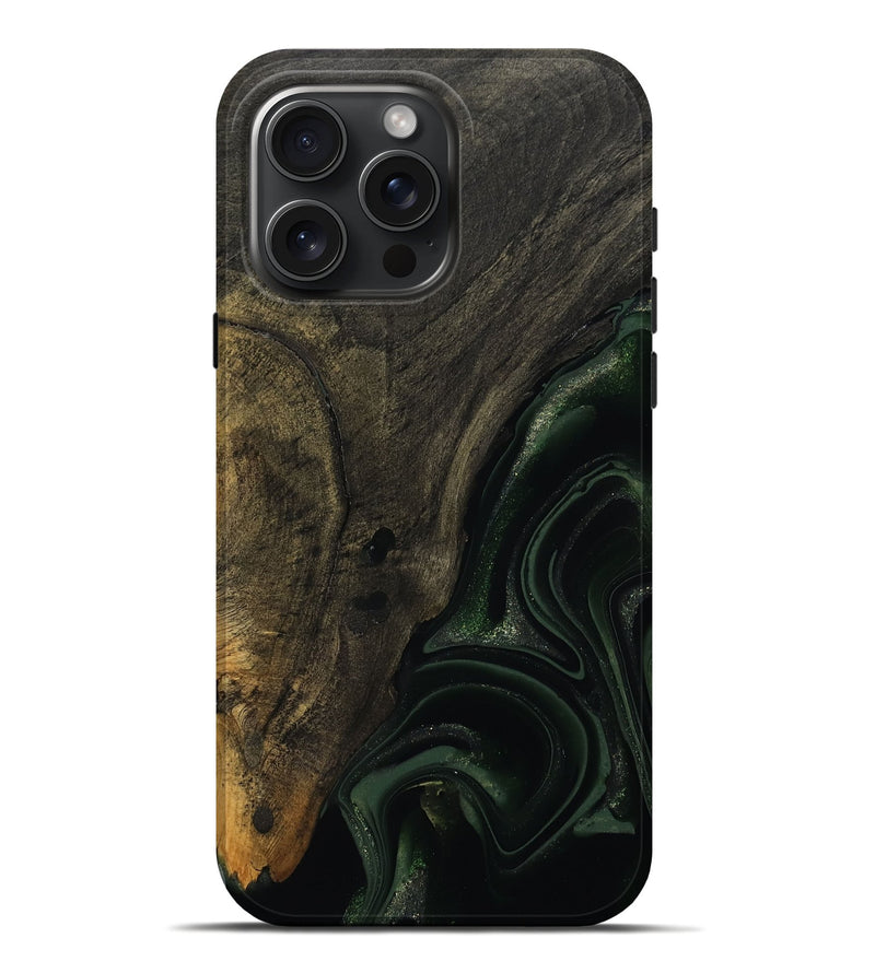 iPhone 16 Pro Max Wood Live Edge Phone Case - Lyda (Green, 811231)