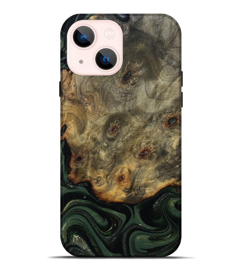 iPhone 14 Plus Wood Live Edge Phone Case - Zoey (Green, 811233)