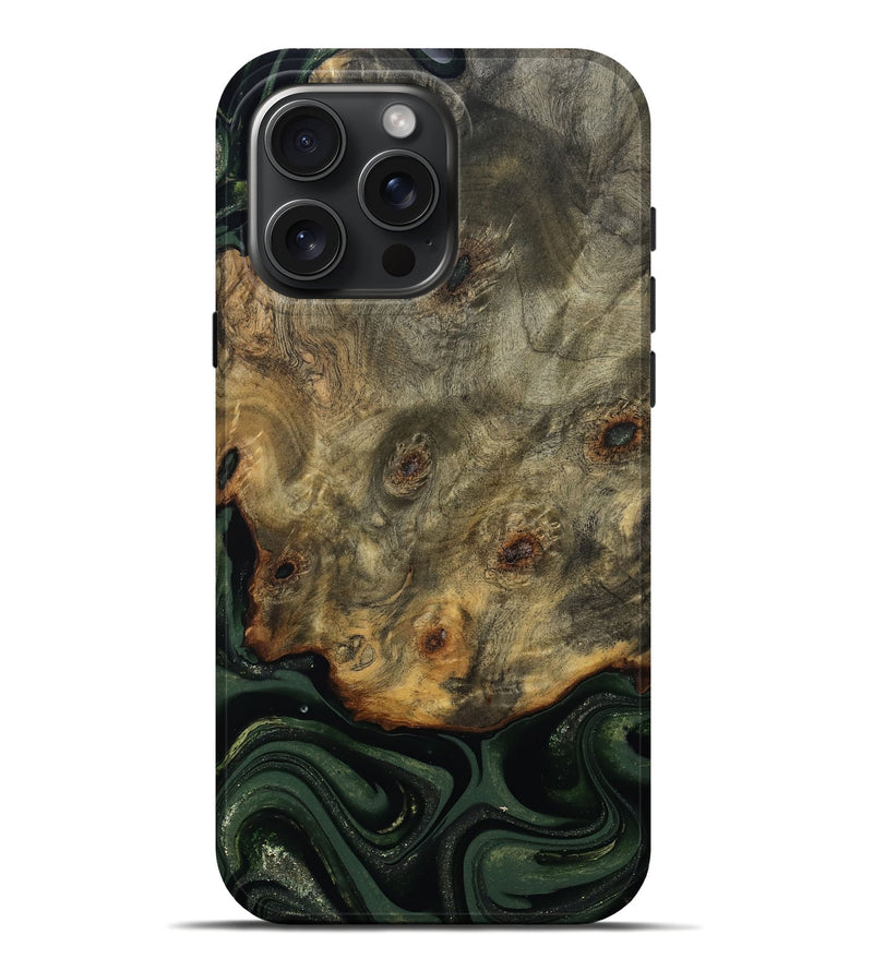 iPhone 16 Pro Max Wood Live Edge Phone Case - Zoey (Green, 811233)