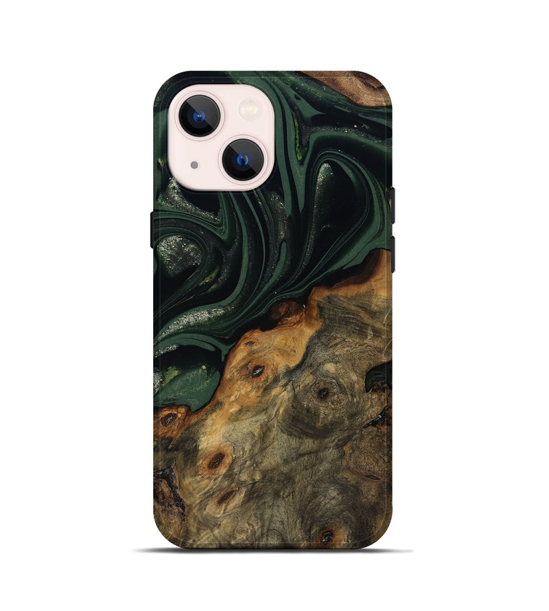 iPhone 13 mini Wood Live Edge Phone Case - Zakai (Green, 811235)