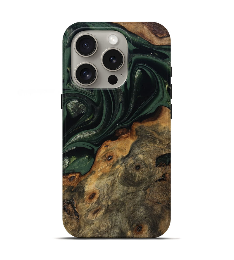 iPhone 16 Pro Wood Live Edge Phone Case - Zakai (Green, 811235)