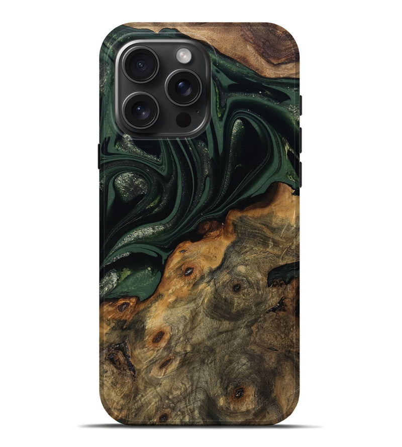iPhone 16 Pro Max Wood Live Edge Phone Case - Zakai (Green, 811235)