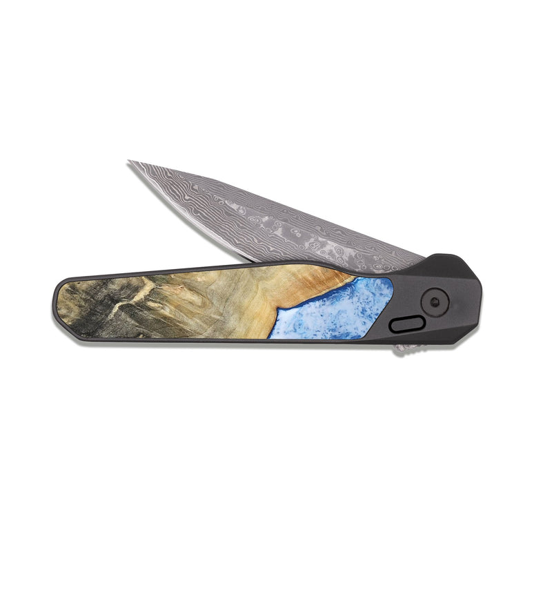 EDC Dark Damascus Wood Pocket Knife - Gena (Coastal, 811402)
