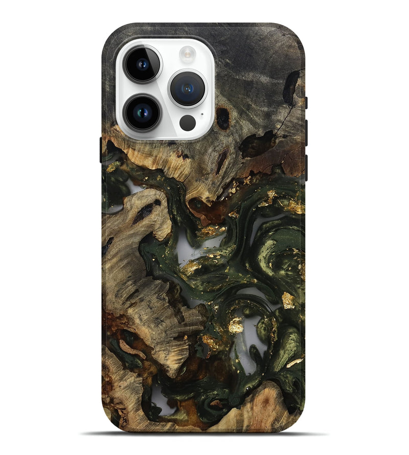 iPhone 15 Pro Max Wood Live Edge Phone Case - Saundra (Gold Flake, 811418)