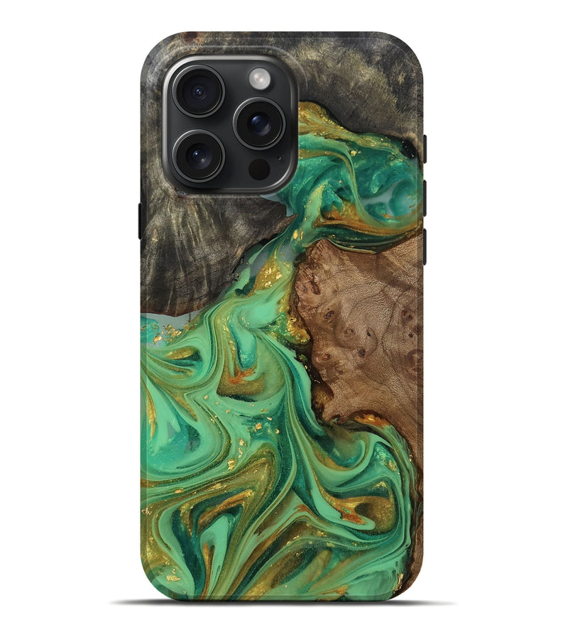 iPhone 16 Pro Max Wood Live Edge Phone Case - Teo (Gold Flake, 811425)