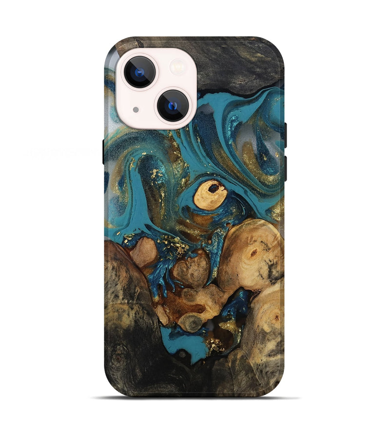 iPhone 13 Wood Live Edge Phone Case - Malaki (Gold Flake, 811427)