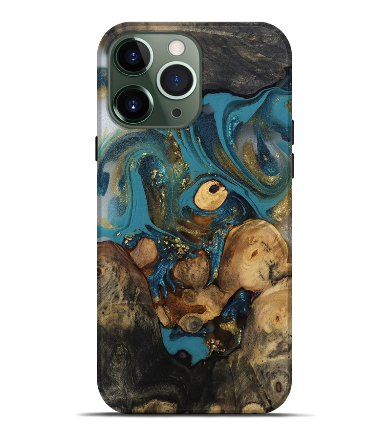 iPhone 13 Pro Max Wood Live Edge Phone Case - Malaki (Gold Flake, 811427)