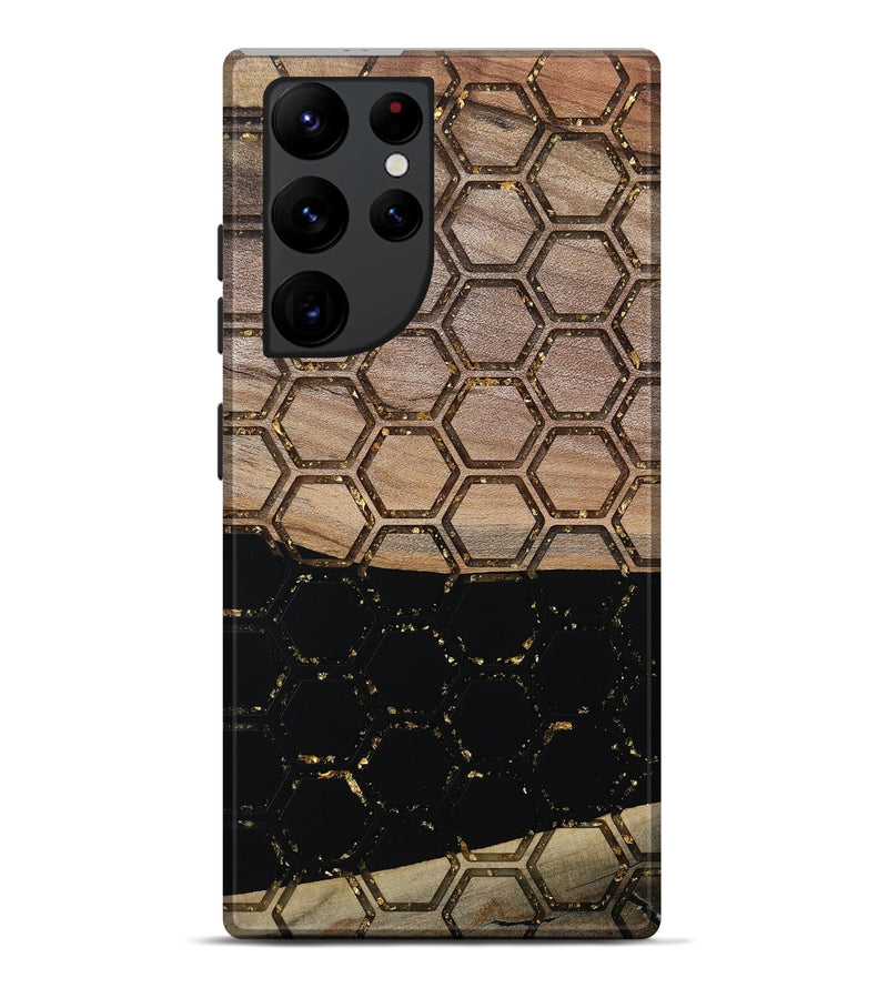 Galaxy S22 Ultra Wood Live Edge Phone Case - Pierce (Gold Flake, 811431)