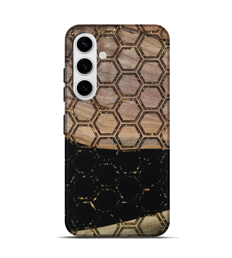 Galaxy S25 Wood Live Edge Phone Case - Pierce (Gold Flake, 811431)