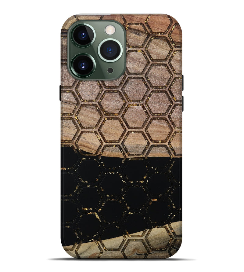 iPhone 13 Pro Max Wood Live Edge Phone Case - Pierce (Gold Flake, 811431)