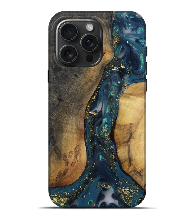iPhone 16 Pro Max Wood Live Edge Phone Case - Ulysses (Gold Flake, 811433)