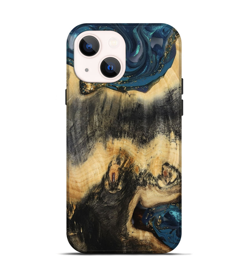 iPhone 14 Wood Live Edge Phone Case - Bret (Gold Flake, 811435)