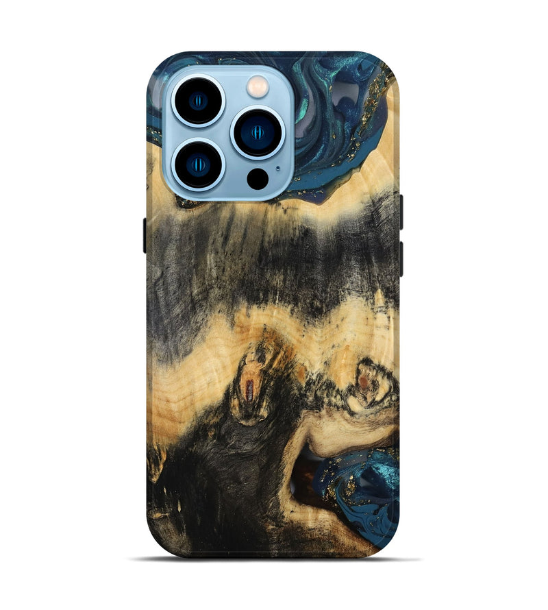 iPhone 14 Pro Wood Live Edge Phone Case - Bret (Gold Flake, 811435)