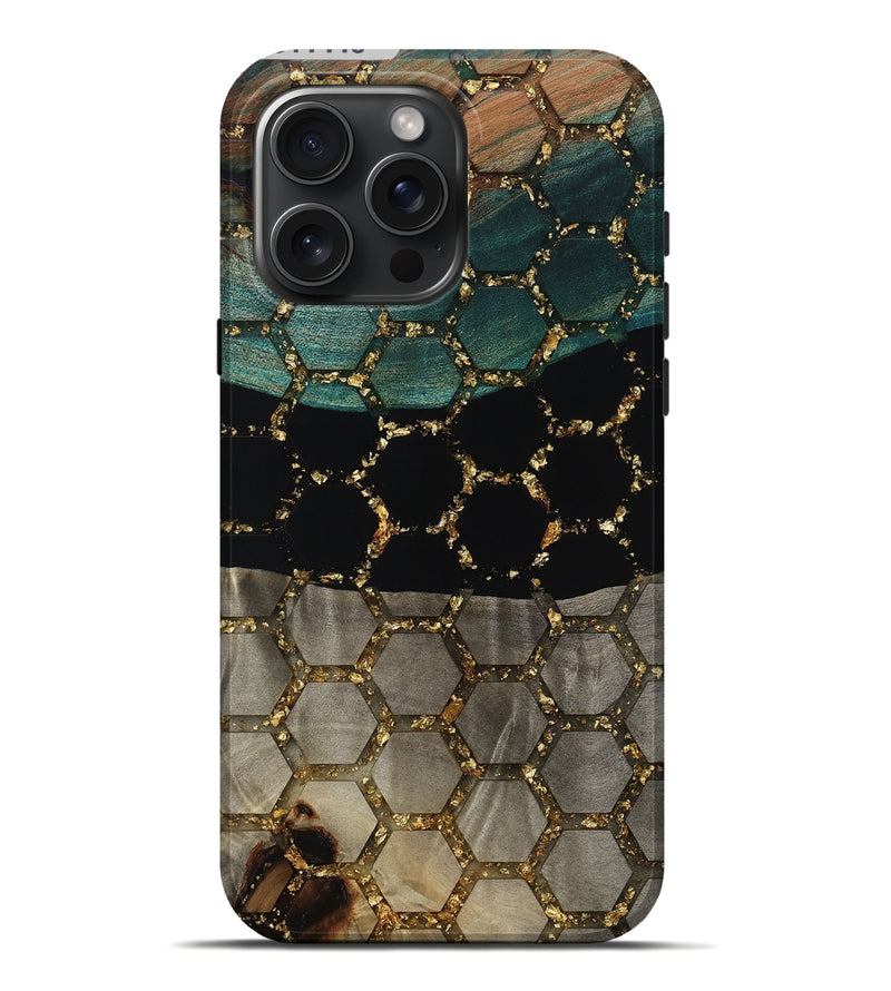 iPhone 16 Pro Max Wood Live Edge Phone Case - Elenora (Gold Flake, 811446)