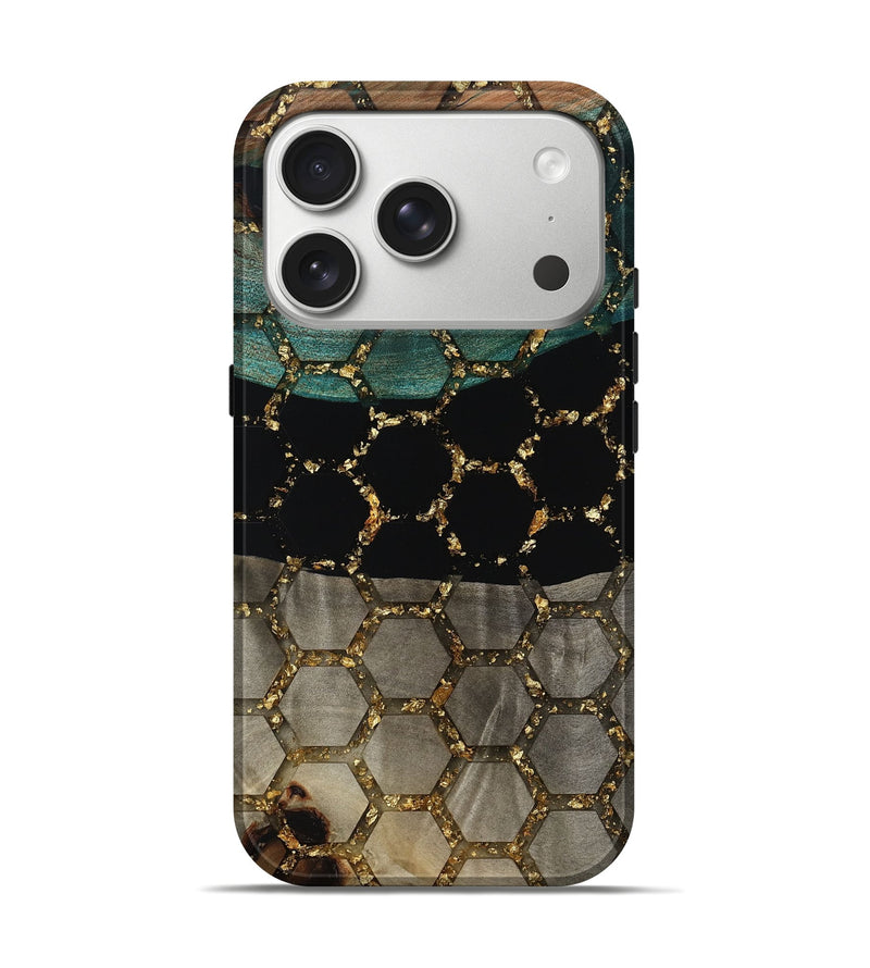 iPhone 17 Pro Wood Live Edge Phone Case - Elenora (Gold Flake, 811446)